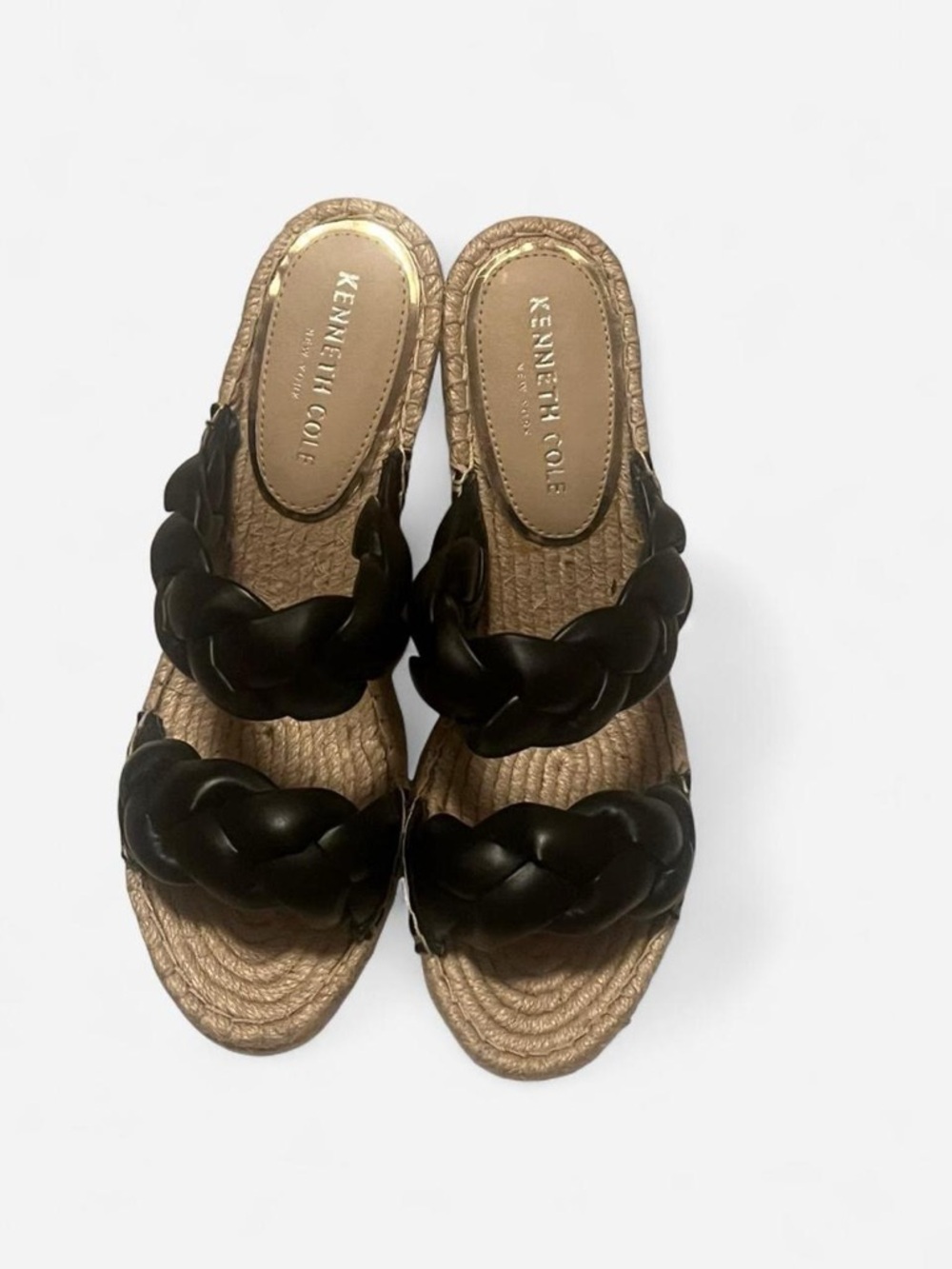 Kenneth Cole Black Braided Strap Espadrille Sandals